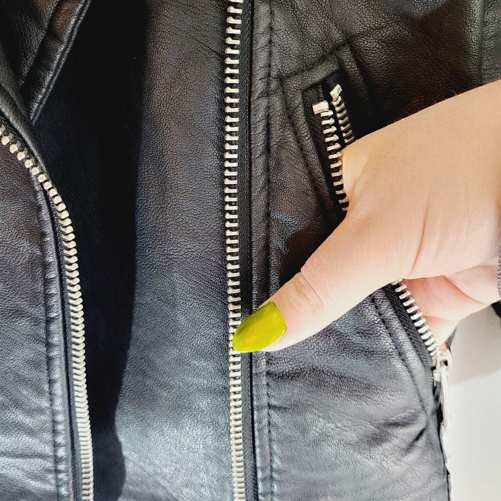 Coco Colette Pleather Biker Bomber Jacket - Picture 6 of 12